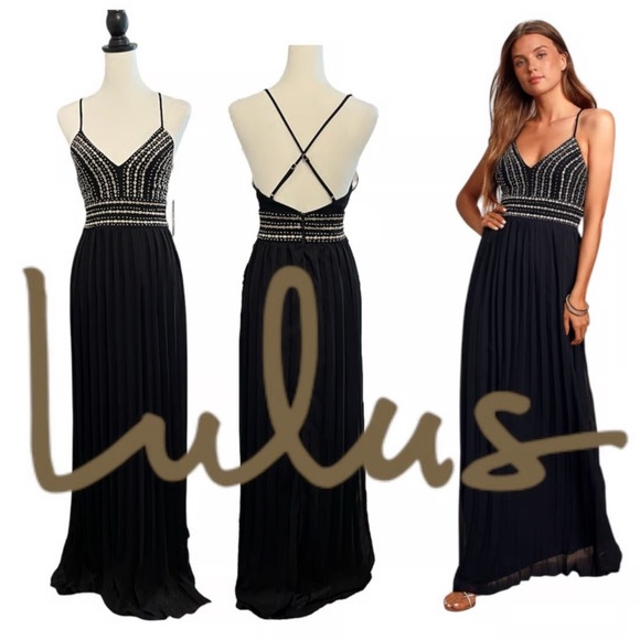Lulu's Black Maxi Dress with Beaded Bodice - Picture 1 of 6